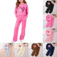 thumbnail image 1 of SGFCWSX Girls Cute Sequin Heart Tracksuit Sweatshirt and Wide-Leg Pants for Kids Warm Casual 2 Piece Outfit Hot Pink Size 9-10Years, 1 of 6