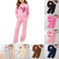 thumbnail image 1 of SGFCWSX Girls Cute Sequin Heart Tracksuit Sweatshirt and Wide-Leg Pants for Teens Warm Casual 2 Piece Outfit Pink Size 13-14Years, 1 of 6