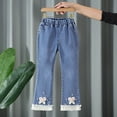 thumbnail image 1 of SGFCWSX Girls Denim Pants Flare Stretch Waist Jeggings Jeans with Pockets Casual Pant Pink Size 11 Years, 1 of 3