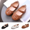 thumbnail image 1 of SGFCWSX Girls Dress Shoes Kids Flower Mary Jane Hook and Loop Casual Party Shoes Brown Size 11 Little Kids, 1 of 7
