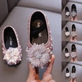 thumbnail image 1 of SGFCWSX Girls Dress Shoes Kids Rhinestone Flower Pearl Sparkly Wedding Party Flower Girl Shoes Pink Size 13 Little Kids, 1 of 7