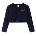 thumbnail image 1 of SGFCWSX Girls Dressy Cardigan Cropped Shrug Bow One Button Layering Sweater for Kids Navy Size 1T, 1 of 5