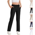 thumbnail image 1 of SGFCWSX Girls Elastic Waist Straight Leg Pants, Kids Uniform Pants Casual School Daily Trousers Black Size 15-16 Years, 1 of 8