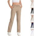 thumbnail image 1 of SGFCWSX Girls Elastic Waist Straight Leg Pants, Kids Uniform Pants Daily School Casual Trousers Khaki Size 12-13 Years, 1 of 8