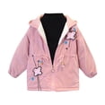 thumbnail image 1 of SGFCWSX Girls Embroidered Hooded Jacket with Waist Drawstring Kids Fleece Lined Warm Winter Coat Pink Size 4-6 Years, 1 of 4
