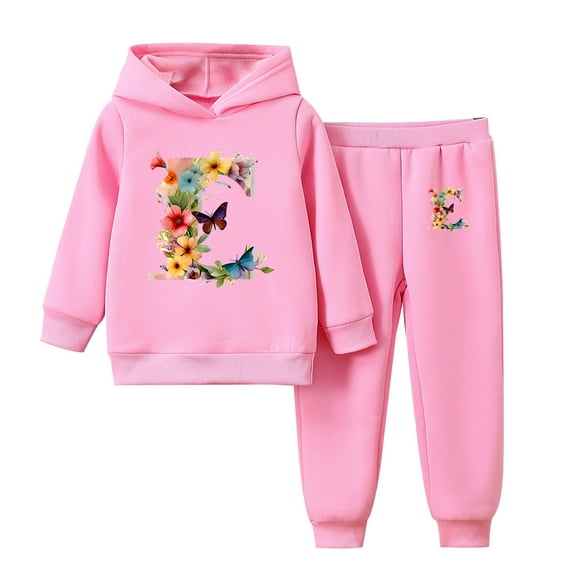 SGFCWSX Girls Fall Outfit Hoodie Athletic Sets 2 Piece Skinny Sweatpants and Sweatshirts Set Pink Size 7-8T
