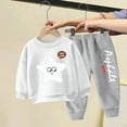 thumbnail image 1 of SGFCWSX Girls Fall Outfit Long Sleeve Athletic Sets 2 Piece Skinny Sweatpants and Sweatshirts Set White Size 3 Years, 1 of 3