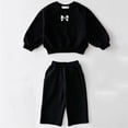 thumbnail image 1 of SGFCWSX Girls Fall Outfit Long Sleeve Athletic Sets 2 Piece Wide Leg Sweatpants and Sweatshirts Set Black Size 2 Years, 1 of 3