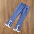 thumbnail image 1 of SGFCWSX Girls Flare Jeans Slim for School Kids Jeggings Denim Pants Casual with Pockets Pant Blue Size 4 Years, 1 of 3