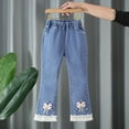 thumbnail image 1 of SGFCWSX Girls Flare Jeans Slim for School Kids Jeggings Denim Pants Casual with Pockets Pant Yellow Size 5 Years, 1 of 3