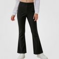 thumbnail image 1 of SGFCWSX Girls Flare Leggings Stretch Comfortable Casual Everyday Pull On Solid Knit Kids Pants Black Size 7, 1 of 7