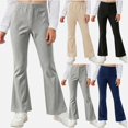 thumbnail image 1 of SGFCWSX Girls Flare Leggings Stretch Comfortable Casual Everyday Pull On Solid Knit Kids Pants Gray Size 9, 1 of 7