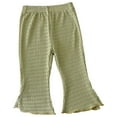 thumbnail image 1 of SGFCWSX Girls Flare Pants Casual High Waist Trousers for Kids Ruffled Soft Pant Green Size 9-12 Months, 1 of 5