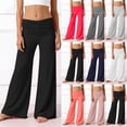thumbnail image 1 of SGFCWSX Girls Flare Pants Foldover Ruched Waist Soft Lounge Stretch Casual Yoga Pants for Kids Black Size 11-12 Years, 1 of 7