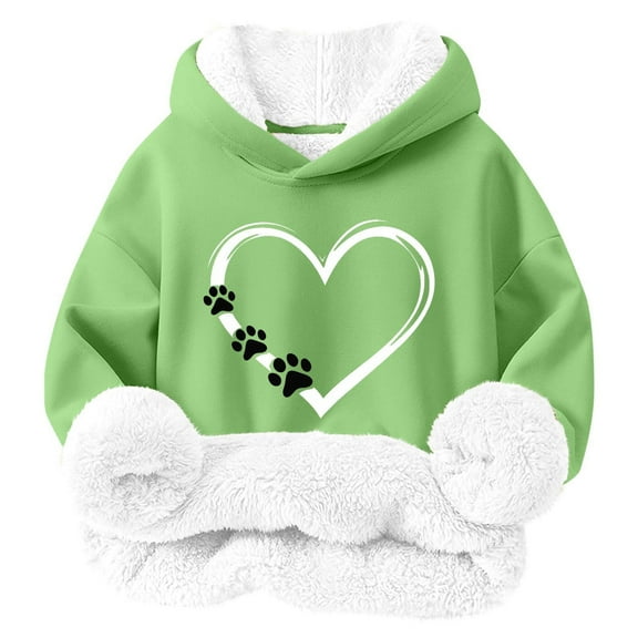SGFCWSX Girls Fleece Hoodie Toddler Long Sleeve Sweatshirt Graphic Soft Pullover Tops Green Size 6 Years