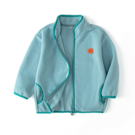 SGFCWSX Girls Fleece Jacket Full Zip Coat Kids Casual Warm Jackets Blue Size 6 Years