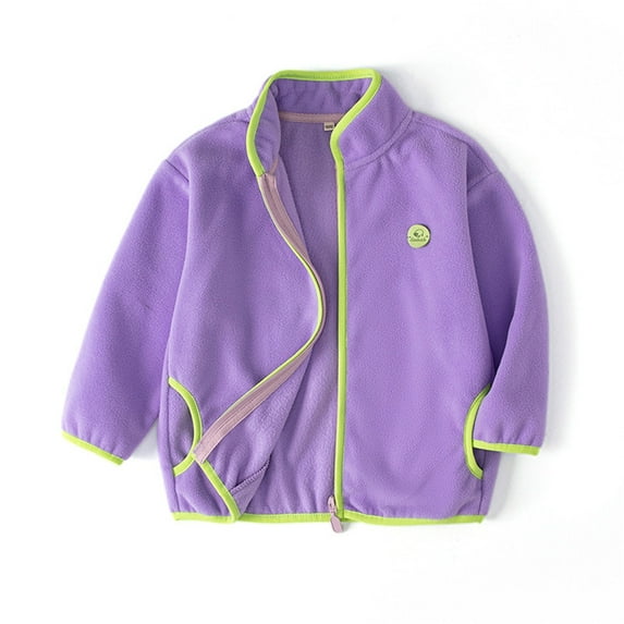 SGFCWSX Girls Fleece Jacket Full Zip Coat Kids Casual Warm Jackets Purple Size 8 Years