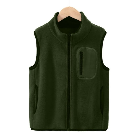 SGFCWSX Girls Fleece Jacket Full Zip Vest Kids Warm Casual Jackets Army Green Size 14 Years