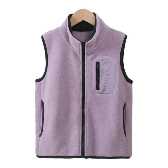 SGFCWSX Girls Fleece Jacket Full Zip Vest Kids Warm Casual Jackets Purple Size 12 Years