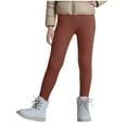 thumbnail image 1 of SGFCWSX Girls Fleece Lined Leggings Winter Yoga Pants Kids High Waisted Thermal Legging Pants Coffee Size 12 Years, 1 of 9
