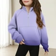 thumbnail image 1 of SGFCWSX Girls Fleece Pullover Gradient Zipper Sweatshirt Kids Thermal Sweatshirts Purple Size 5 Years, 1 of 5