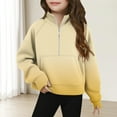 thumbnail image 1 of SGFCWSX Girls Fleece Pullover Gradient Zipper Sweatshirt Kids Thermal Sweatshirts Yellow Size 11 Years, 1 of 5