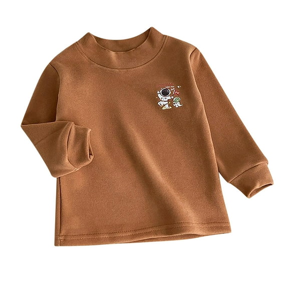 SGFCWSX Girls Fleece Sweatshirt Fall Oversized Pullover Top Kids Crew Neck Solid Color Sweatshirts Coffee Size 7-8 Years