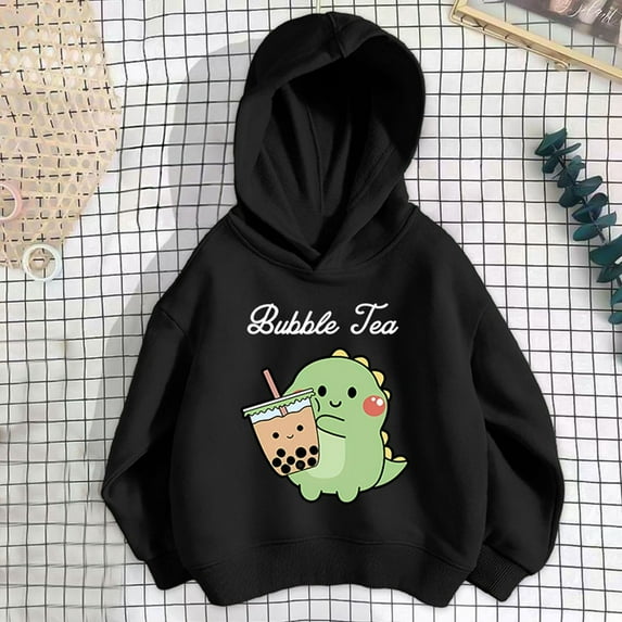 SGFCWSX Girls Fleece Sweatshirt Thermal Sweatshirts Kids Fashion Print Hoodies Black Size 5 Years