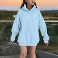 thumbnail image 1 of SGFCWSX Girls Fleece Sweatshirt Thermal Sweatshirts Kids Solid Color Hoodies Blue Size 12-13Years, 1 of 7