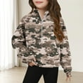 thumbnail image 1 of SGFCWSX Girls Fleece Sweatshirt Thermal Zipper Sweatshirts Kids Camouflage Print Pullover Army Green Size 5 Years, 1 of 5