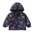 thumbnail image 1 of SGFCWSX Girls Floral Print Hooded Jacket Kids Zip Up Waterproof Lightweight Raincoat Fall Spring Outerwear Coat Navy Size 3-4 Years, 1 of 9