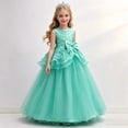 thumbnail image 1 of SGFCWSX Girls Formal Dress Sleeveless Floral Lace Bow Waist Tulle Floor Length Birthday Pageant Evening Gown Green Size 12-13 Years, 1 of 9