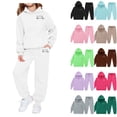 thumbnail image 1 of SGFCWSX Girls Heart Print 2 Piece Outfit Hoodie and Sweatpants Set for Kids Casual Soft Fleece Tracksuit White Size 11-12 Years, 1 of 5
