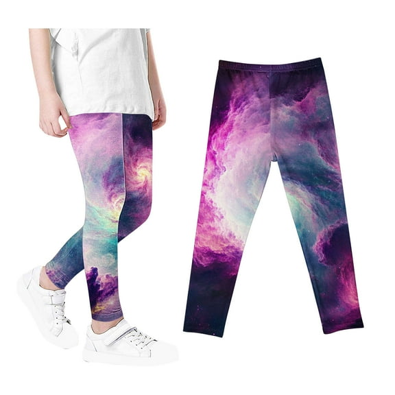 SGFCWSX Girls High Waisted Leggings Slim Workout Pants Kids Print Soft Legging Pants Multicolor Size 7-8Years