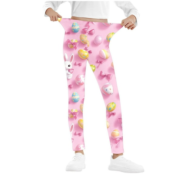 SGFCWSX Girls High Waisted Leggings Slim Yoga Pants Kids Print Legging Pants Pink Size 5 Years
