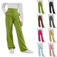 thumbnail image 1 of SGFCWSX Girls High-Waisted Wide-Leg Pants, Kids Uniform Pants School Daily Elastic Waist Comfortable Trousers Army Green Size 5-6 Years, 1 of 8