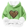 thumbnail image 1 of SGFCWSX Girls Hooded Sweatshirts Kids Leopard Print Hoodie Fleece Lined Thermal Color Block Tops Green Size 3 Years, 1 of 2