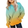 thumbnail image 1 of SGFCWSX Girls Hooded Sweatshirts Kids Oversized Hoodie with Pockets Waram Gradient Tops Mint Green Size 5 Years, 1 of 5