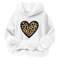 thumbnail image 1 of SGFCWSX Girls Hooded Sweatshirts Leopard Print Hoodie for Kids Fleece Lined Color Block Waram Top White Size 8 Years, 1 of 2