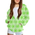 thumbnail image 1 of SGFCWSX Girls Hooded Sweatshirts Toddler Full Zip Hoodie Graphic Long Sleeve Sweatshirt Jacket Green Size 10 Years, 1 of 4