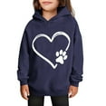 thumbnail image 1 of SGFCWSX Girls Hoodies Heart Print Sweatshirt for Teens Soft Long Sleeve Hooded Pullover Tops Navy Size 13-14 Years, 1 of 5