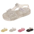 thumbnail image 1 of SGFCWSX Girls Jelly Sandals Glitter Open Toe Flat Soft Sole Adjustable Ankle Strap Summer Beach Casual Sandals White Size 11 Little Kids, 1 of 10