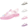 thumbnail image 1 of SGFCWSX Girls Jelly Sandals Kids Glitter Bow Adjustable Buckle Open Toe Summer Casual Shoes Pink Size 7-7.5 Years, 1 of 9