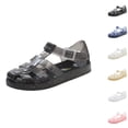 thumbnail image 1 of SGFCWSX Girls Jelly Sandals Kids Glitter T-Strap Hook and Loop Mary Jane Casual Summer Shoes Black Size 11 Little Kids, 1 of 4