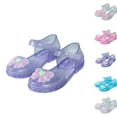 thumbnail image 1 of SGFCWSX Girls Jelly Shoes Kids Mary Jane Clear Glitter Bow Ankle Strap Summer Party Shoes Purple Size 12.5 Little Kids, 1 of 7