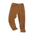 thumbnail image 1 of SGFCWSX Girls Fleece Pants Straight Leg High Elastic Waist Leggings for Kids Lounge Warm Pant Brown Size 3 Years, 1 of 3