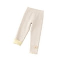 thumbnail image 1 of SGFCWSX Girls Leggings Winter Thickened Legging Pants Soft Sweet Flower Fleece Lining Thermal Pants Beige Size 8 Years, 1 of 2