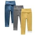 thumbnail image 1 of SGFCWSX Girls Leggings Winter High Waist Legging Pants Soft Solid Color Fleece Lining Elastic Thermal Pants Blue Size 8 Years, 1 of 3