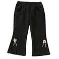 thumbnail image 1 of SGFCWSX Girls Leggings Winter Bell Bottoms Legging Pants Corduroy Soft Cute Flower with Pockets Thermal Pants Black Size 3 Years, 1 of 7
