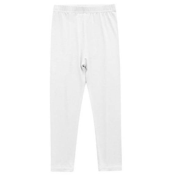 SGFCWSX Girls Leggings Yoga High Waisted Pants Kids Stretch Solid Color Slim Legging Pants White Size 12 Years